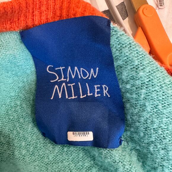 Simon Miller Blue Colorblock Cardigan Sweater SMALL Alpaca Wool Whimsical $365 - Picture 10 of 12